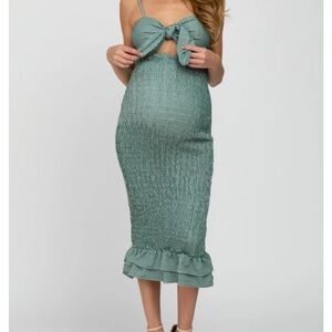 pinkblush Green Smocked Maternity Dress